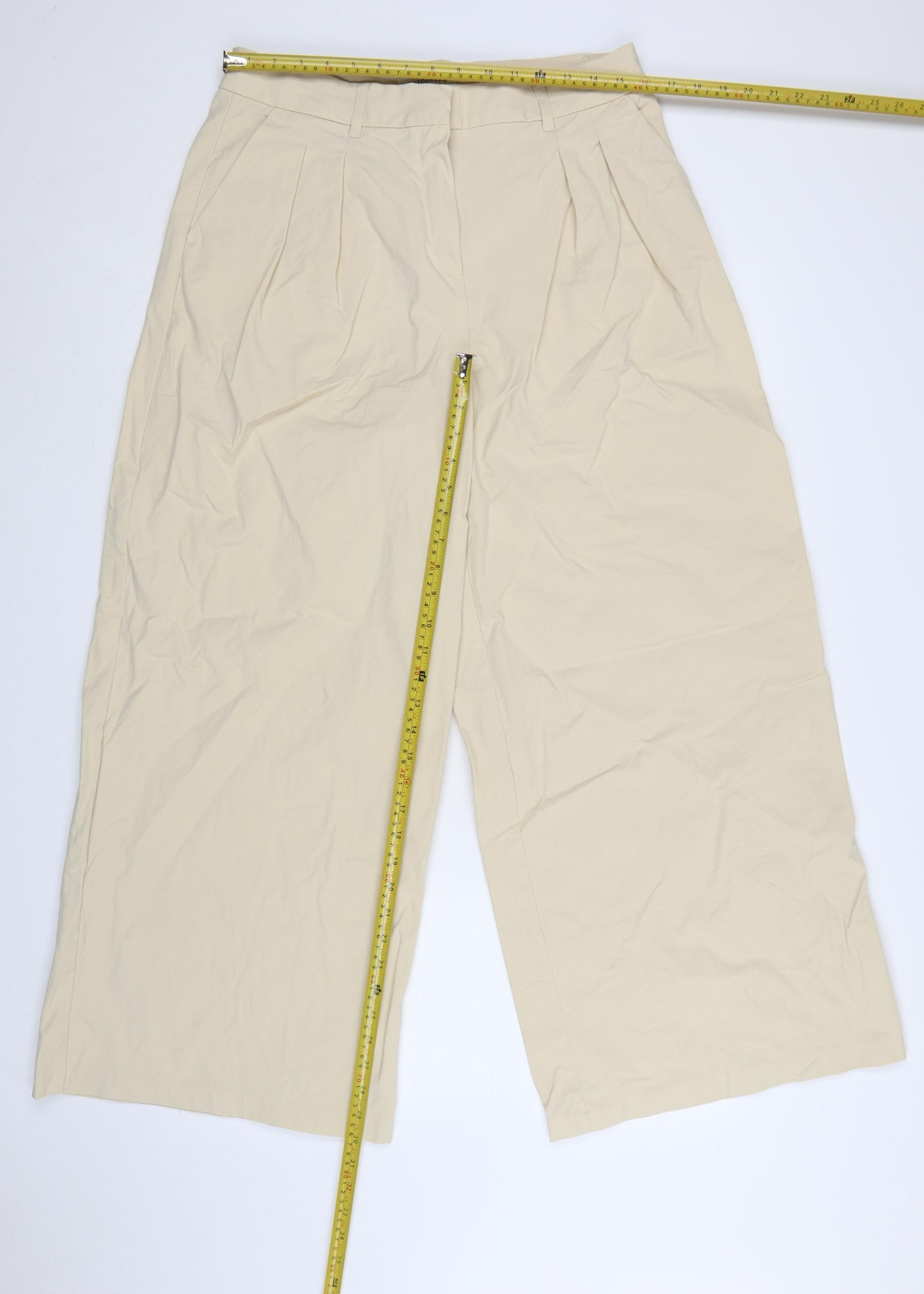 Marks and Spencer Autograph Womens Beige Wide-Leg Trousers Size 14