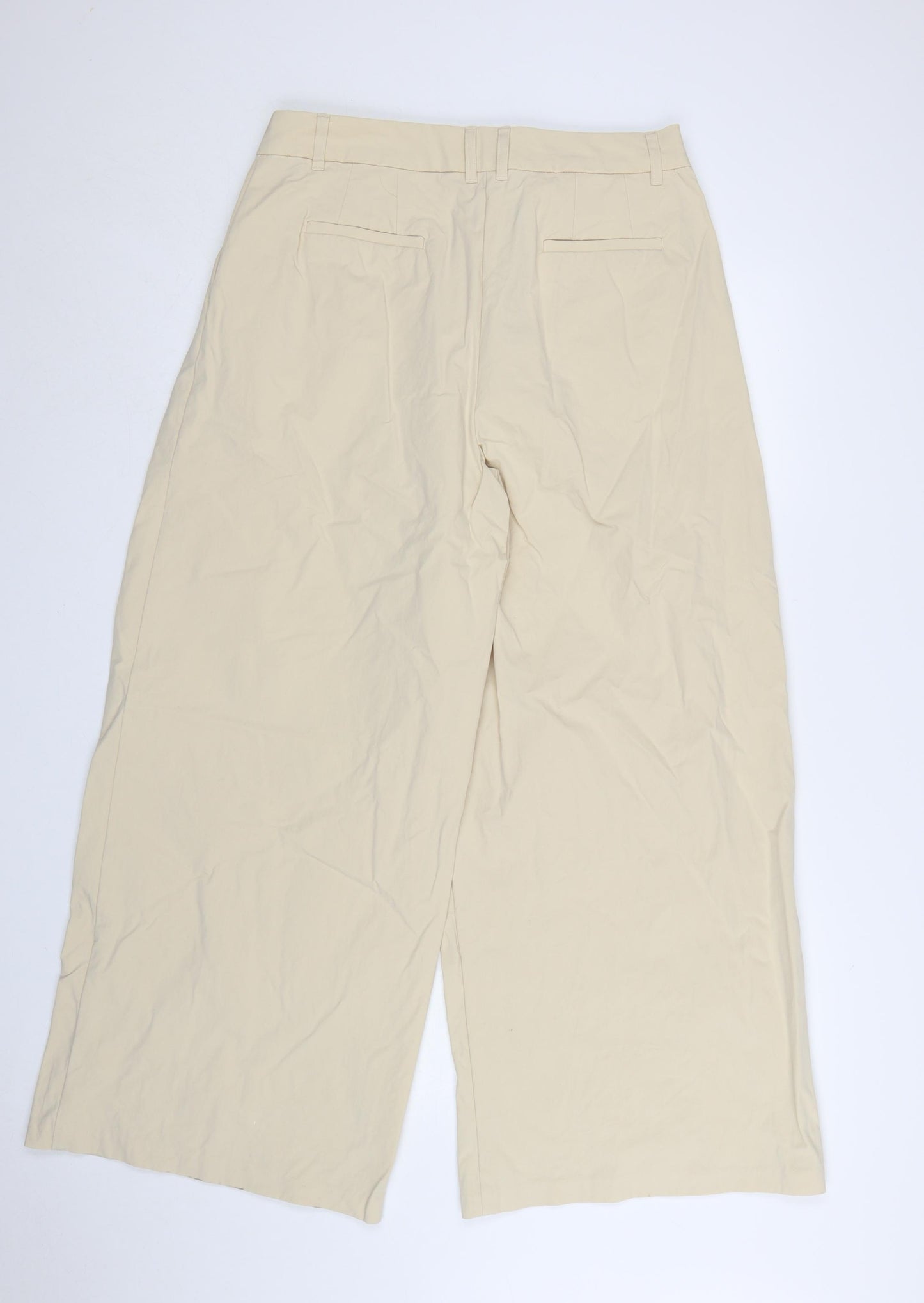 Marks and Spencer Autograph Womens Beige Wide-Leg Trousers Size 14