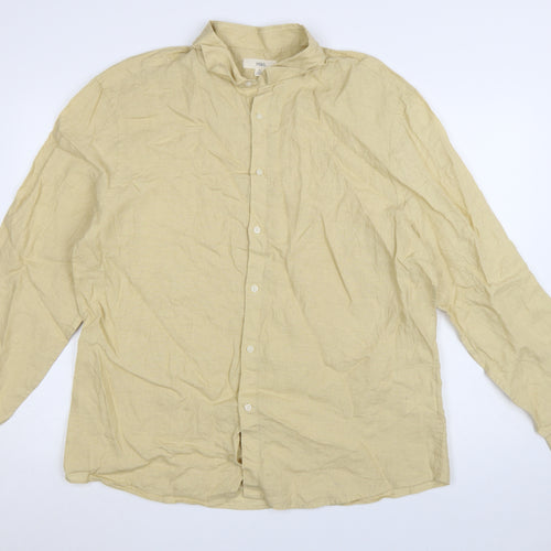 Marks and Spencer Men's Beige Pure Linen XL Long Sleeve Casual Shirt