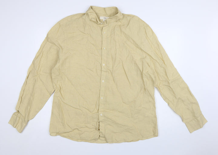 Marks and Spencer Men's Beige Pure Linen XL Long Sleeve Casual Shirt