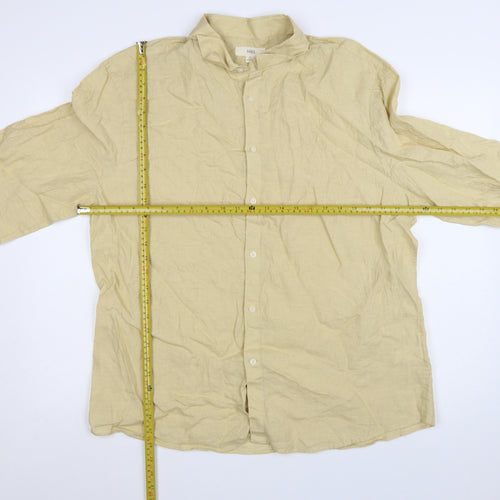 Marks and Spencer Men's Beige Pure Linen XL Long Sleeve Casual Shirt
