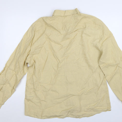 Marks and Spencer Men's Beige Pure Linen XL Long Sleeve Casual Shirt