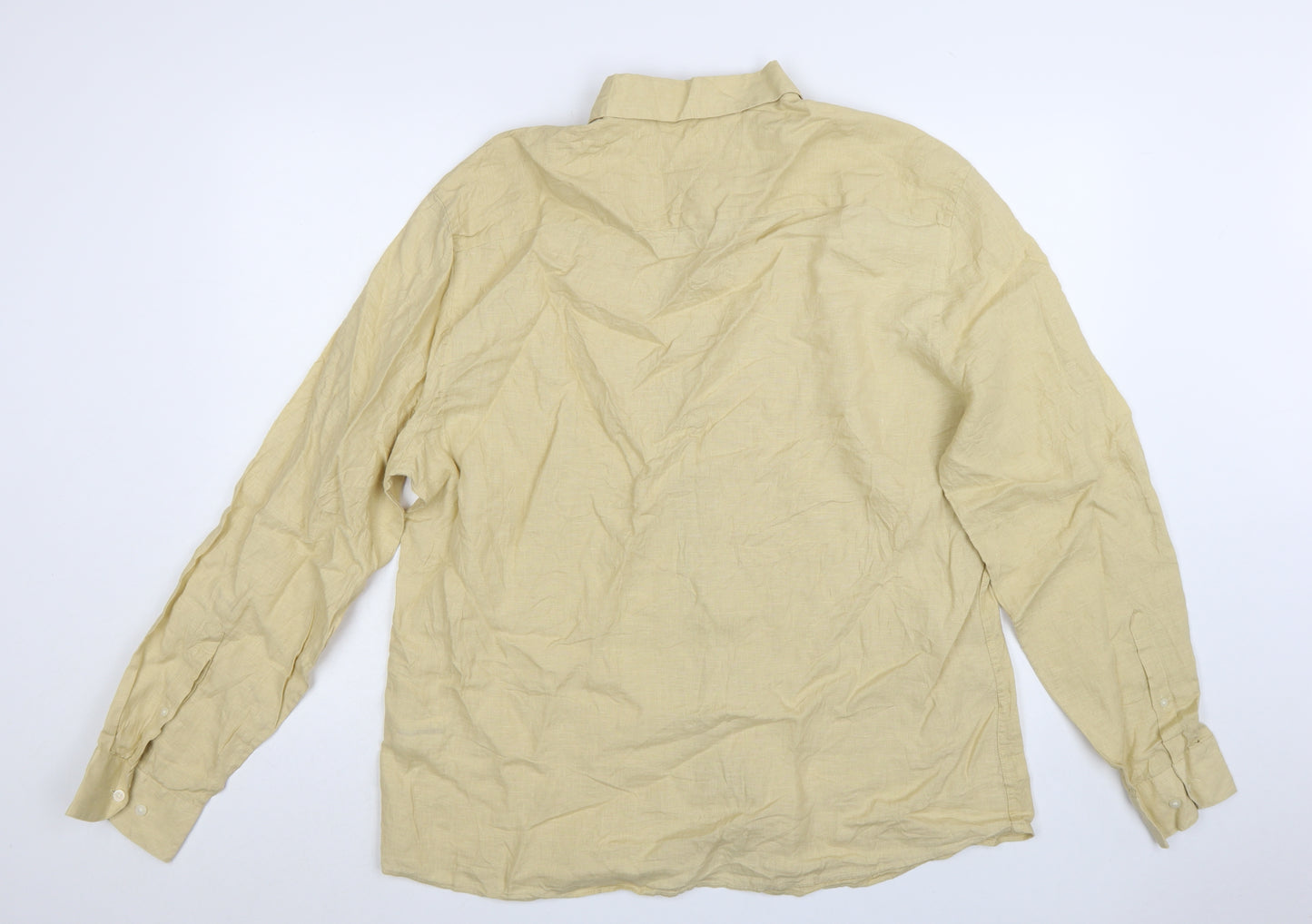 Marks and Spencer Men's Beige Pure Linen XL Long Sleeve Casual Shirt