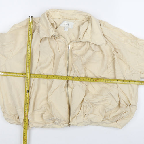 Marks and Spencer Women Beige Cropped Bomber Jacket S