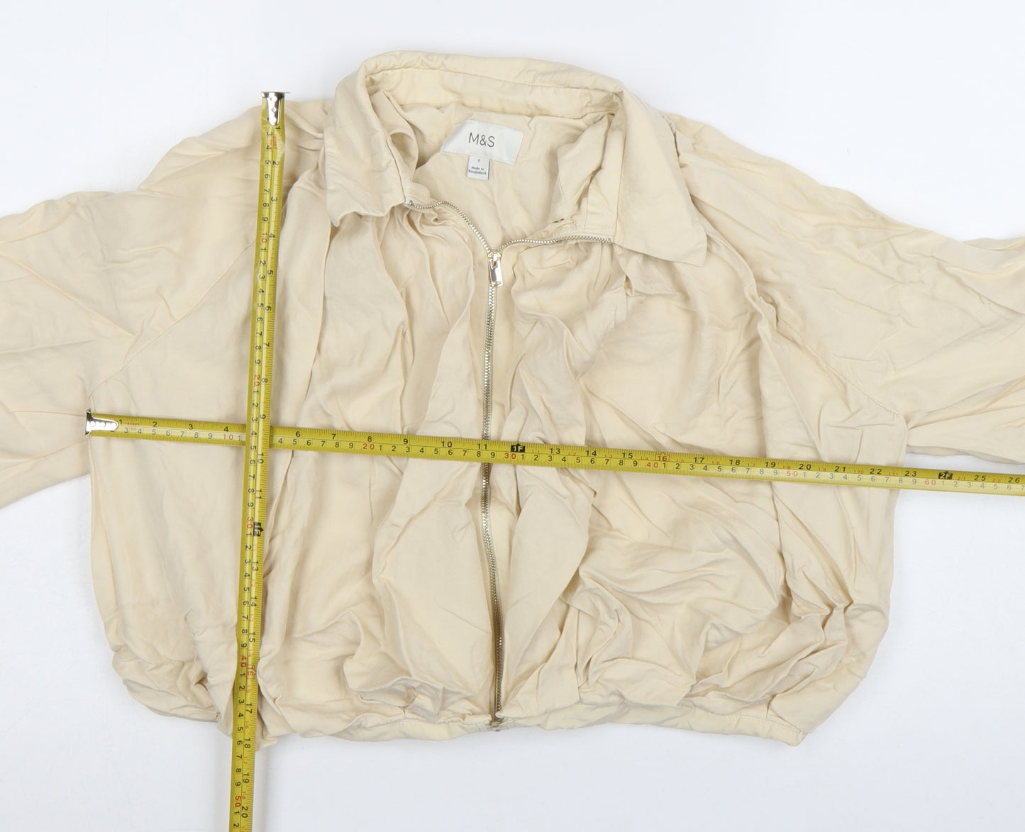 Marks and Spencer Women Beige Cropped Bomber Jacket S