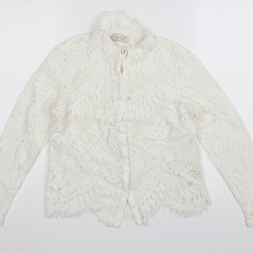 Marks and Spencer Women’s Ivory Lace Long Sleeve Blouse UK 12