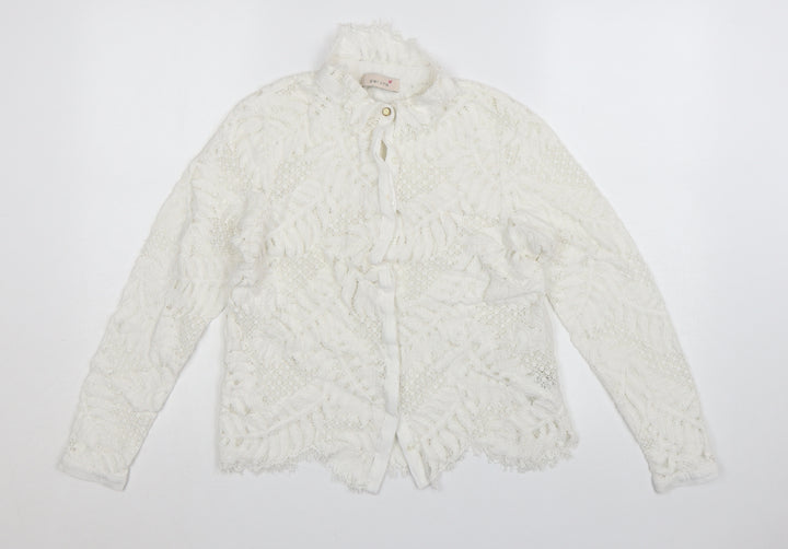 Marks and Spencer Women’s Ivory Lace Long Sleeve Blouse UK 12