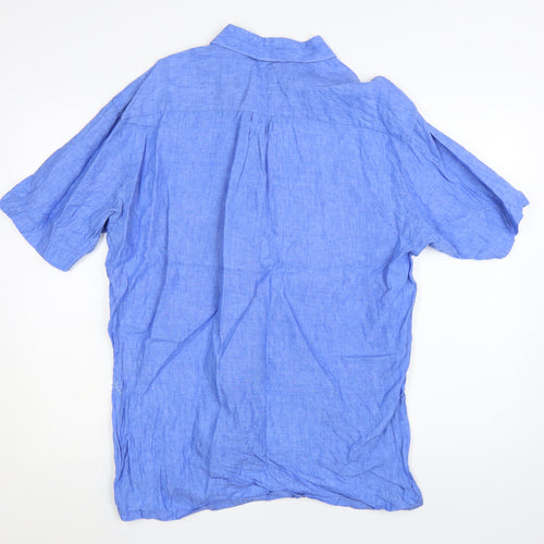 Westbury Men's Blue Linen Short Sleeve Button-Up Shirt XL