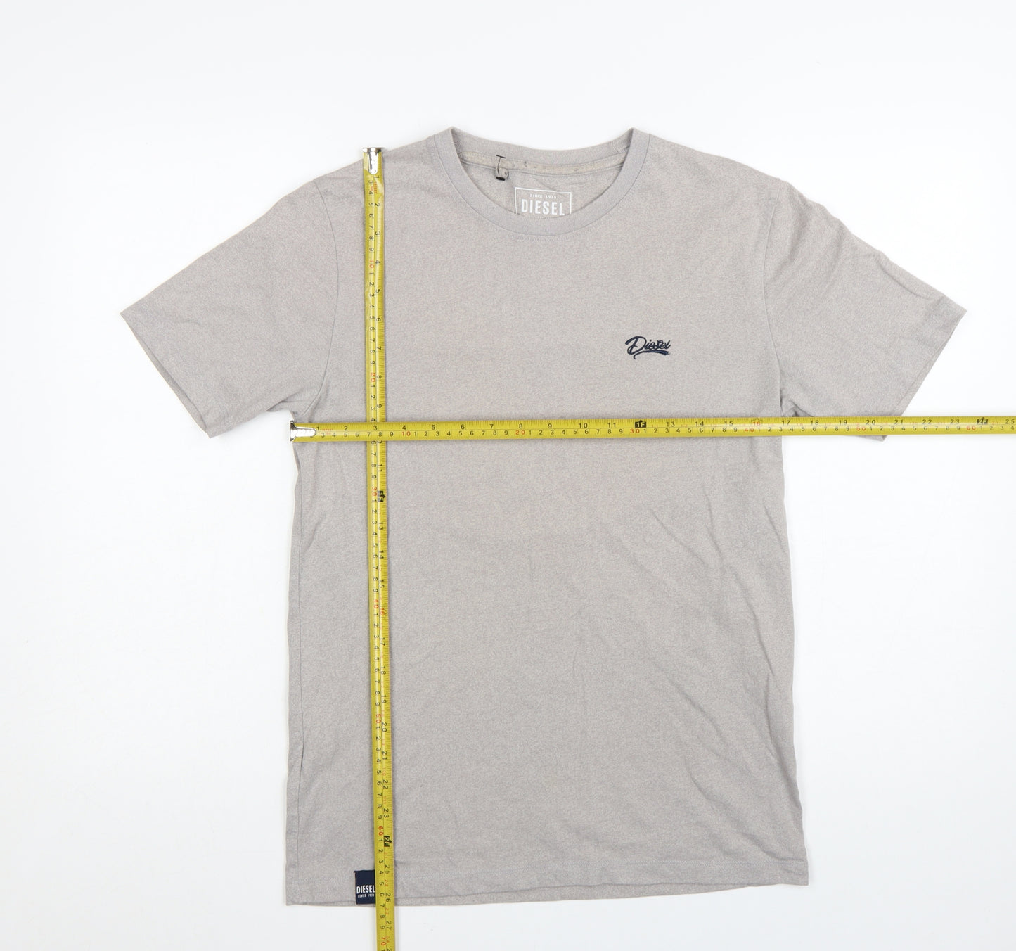 Diesel Men's Grey Crew Neck Short Sleeve Cotton T-Shirt M