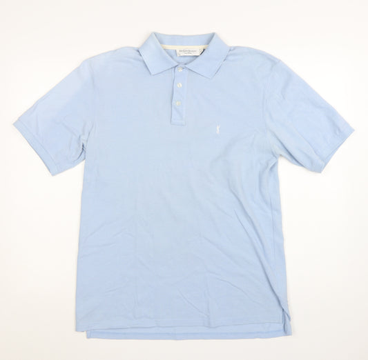 Yves Saint Laurent Men Blue Polo Shirt Cotton Blend M Classic Fit