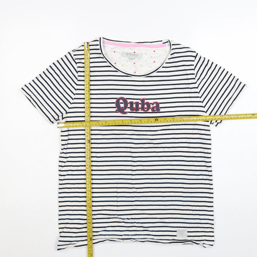 Quba & Co. Womens White Striped Nautical Cotton T-Shirt Size 16