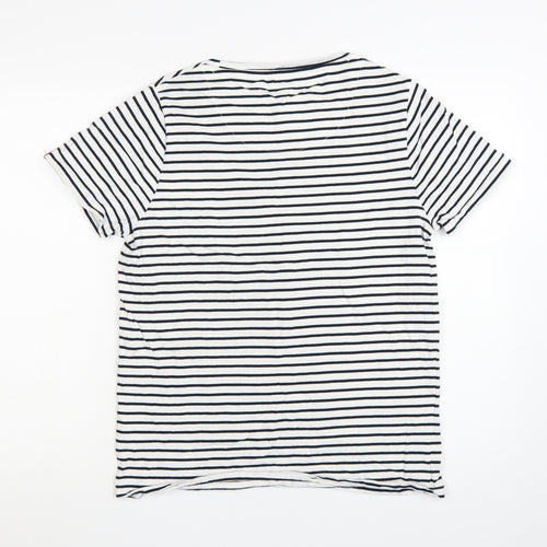 Quba & Co. Womens White Striped Nautical Cotton T-Shirt Size 16