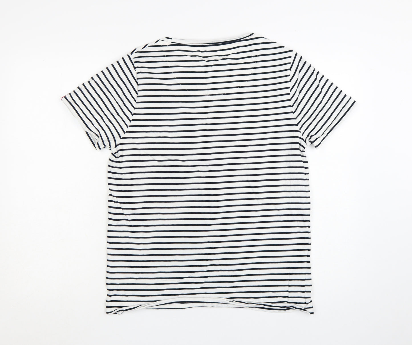 Quba & Co. Womens White Striped Nautical Cotton T-Shirt Size 16
