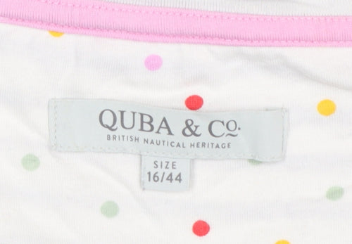 Quba & Co. Womens White Striped Nautical Cotton T-Shirt Size 16