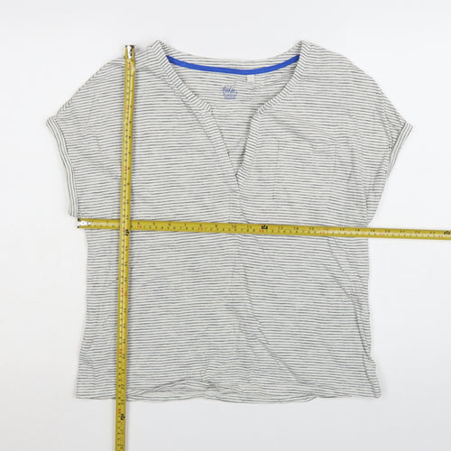 Boden Women's Grey Striped Short Sleeve Cotton T-Shirt Medium