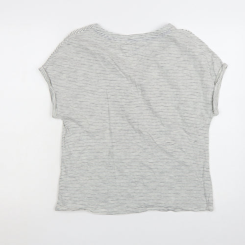 Boden Women's Grey Striped Short Sleeve Cotton T-Shirt Medium