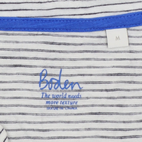 Boden Women's Grey Striped Short Sleeve Cotton T-Shirt Medium