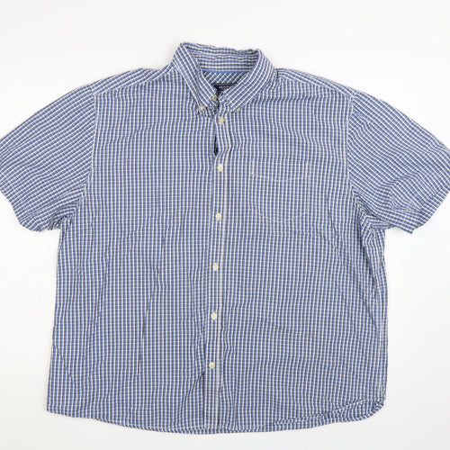 Maine New England Men’s Blue Check Short Sleeve Button-Down Shirt XL