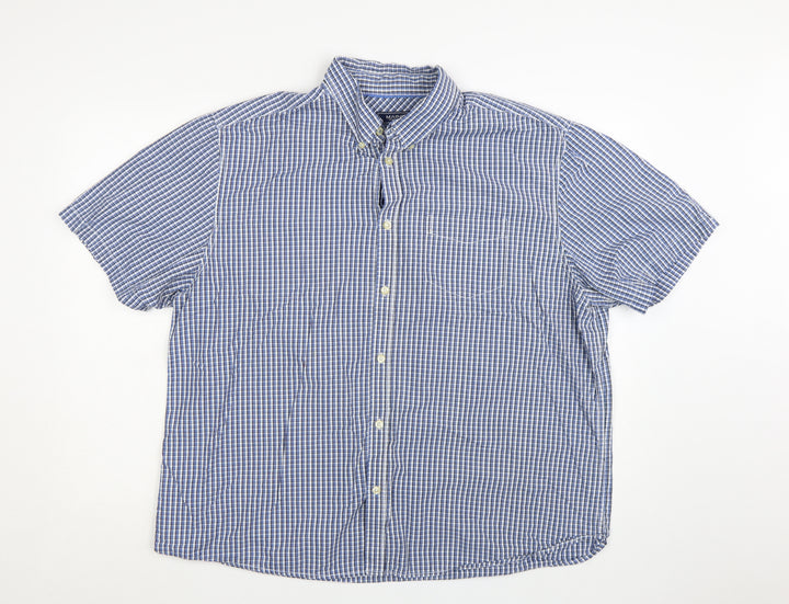Maine New England Men’s Blue Check Short Sleeve Button-Down Shirt XL