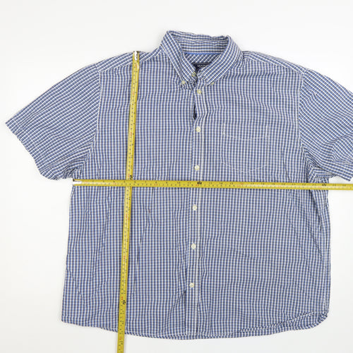 Maine New England Men’s Blue Check Short Sleeve Button-Down Shirt XL