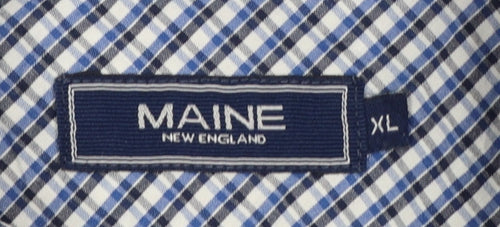 Maine New England Men’s Blue Check Short Sleeve Button-Down Shirt XL
