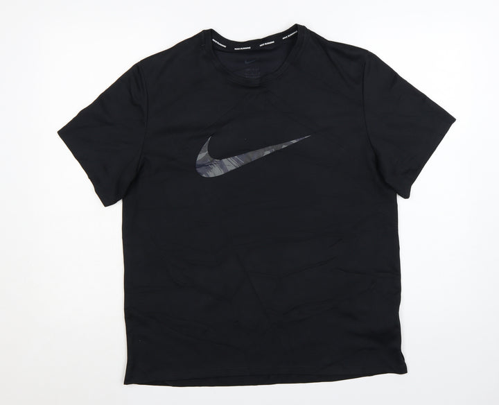 Nike Men's Black Dri-FIT Running T-Shirt Size M Lightweight Gym Top