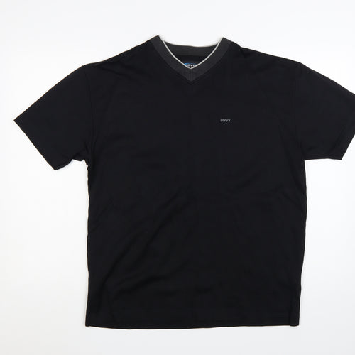 Civvy Men's Black V-Neck Short Sleeve Cotton Blend T-Shirt Size M