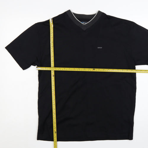 Civvy Men's Black V-Neck Short Sleeve Cotton Blend T-Shirt Size M