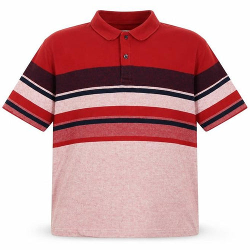 Marks and Spencer Men's Red Striped 2XL Cotton Polo Shirt