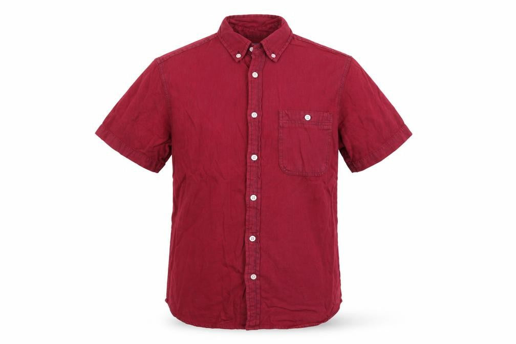 Topman Men's Red Short Sleeve Classic Fit Cotton Button-Up Shirt S