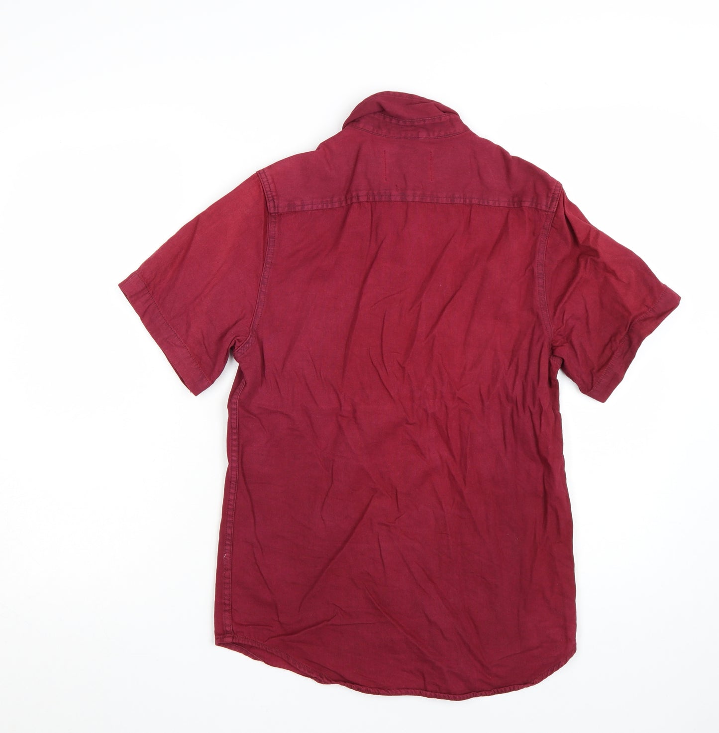 Topman Men's Red Short Sleeve Classic Fit Cotton Button-Up Shirt S