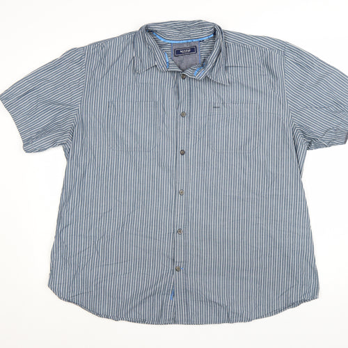Maine New England Men's Blue Striped Cotton Short Sleeve Shirt XL