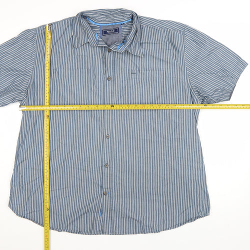 Maine New England Men's Blue Striped Cotton Short Sleeve Shirt XL