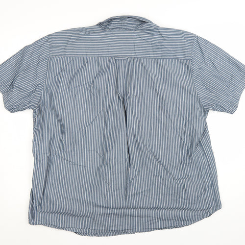 Maine New England Men's Blue Striped Cotton Short Sleeve Shirt XL