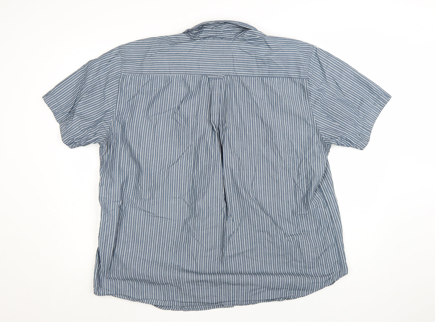 Maine New England Men's Blue Striped Cotton Short Sleeve Shirt XL