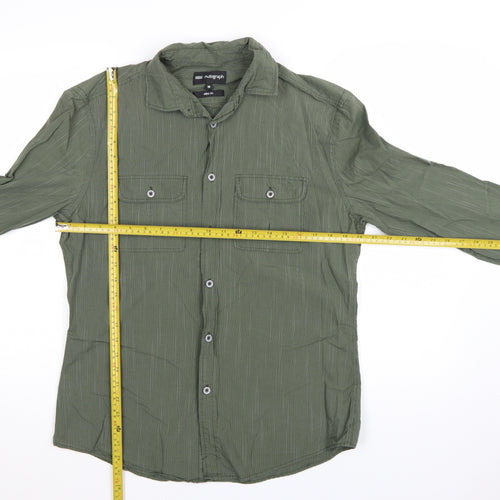 Marks and Spencer Autograph Men's Green Slim Fit Cotton Button-Up Shirt M