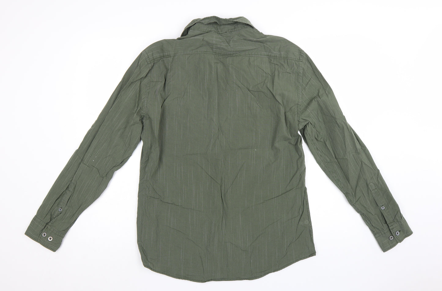 Marks and Spencer Autograph Men's Green Slim Fit Cotton Button-Up Shirt M
