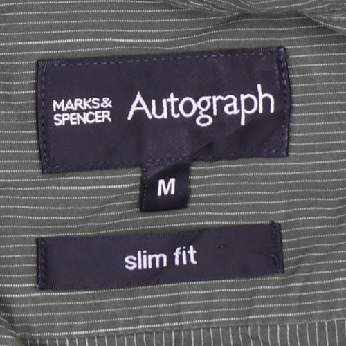 Marks and Spencer Autograph Men's Green Slim Fit Cotton Button-Up Shirt M
