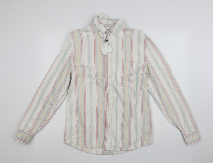 Zara Men's Multicoloured Striped Relaxed Fit Cotton Long Sleeve Shirt Size S