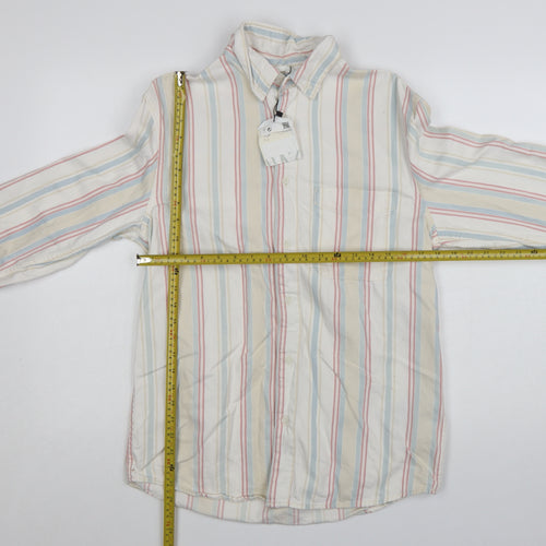 Zara Men's Multicoloured Striped Relaxed Fit Cotton Long Sleeve Shirt Size S