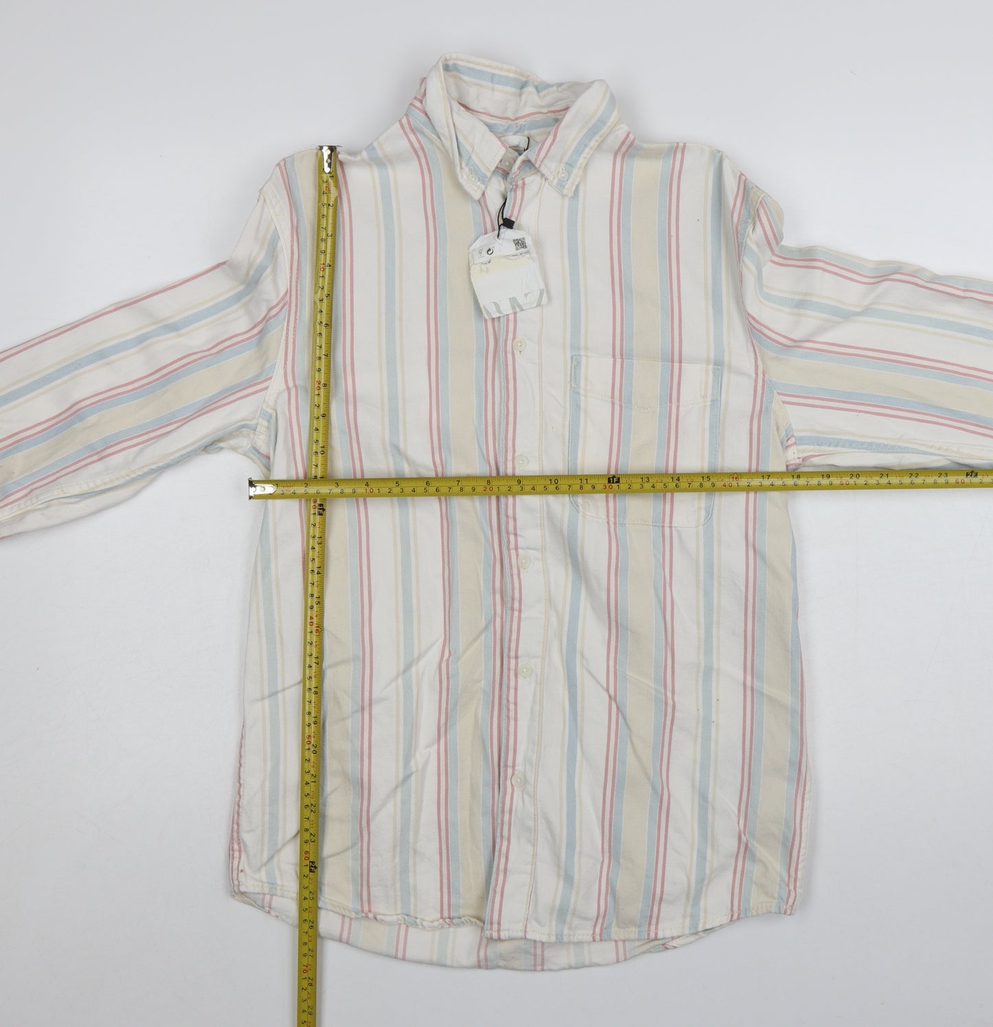 Zara Men's Multicoloured Striped Relaxed Fit Cotton Long Sleeve Shirt Size S