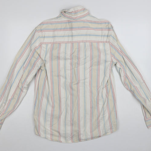 Zara Men's Multicoloured Striped Relaxed Fit Cotton Long Sleeve Shirt Size S