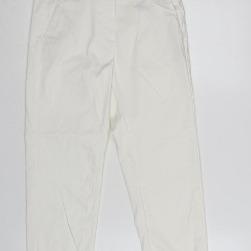 Marks and Spencer The Mia Slim White Cotton Blend Women's Trousers Size 8 Short