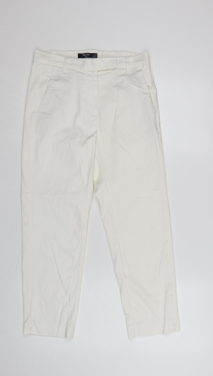 Marks and Spencer The Mia Slim White Cotton Blend Women's Trousers Size 8 Short