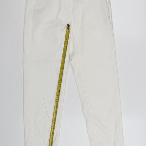 Marks and Spencer The Mia Slim White Cotton Blend Women's Trousers Size 8 Short