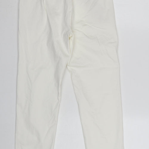 Marks and Spencer The Mia Slim White Cotton Blend Women's Trousers Size 8 Short
