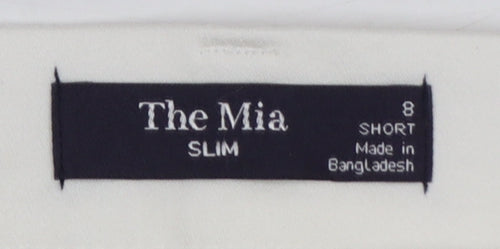 Marks and Spencer The Mia Slim White Cotton Blend Women's Trousers Size 8 Short