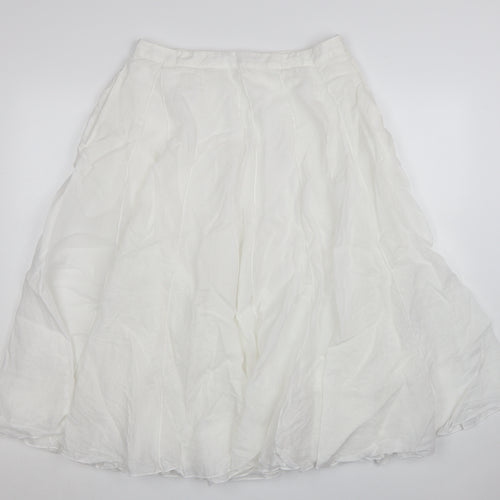 Marks and Spencer Autograph Women's White Cotton A-Line Midi Skirt Size 14