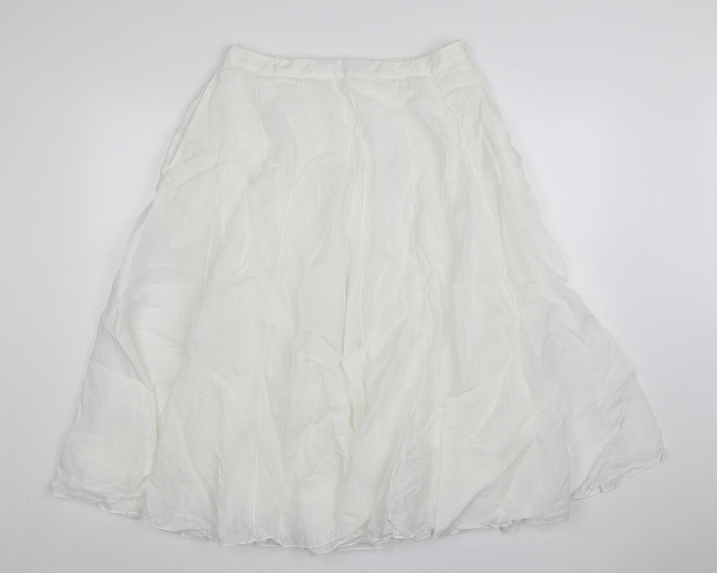 Marks and Spencer Autograph Women's White Cotton A-Line Midi Skirt Size 14