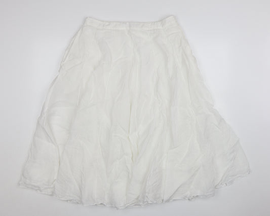 Marks and Spencer Autograph Women's White Cotton A-Line Midi Skirt Size 14